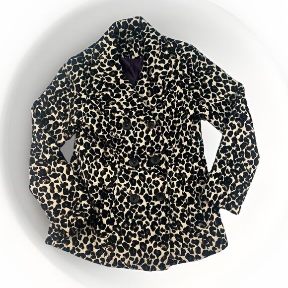 Whimsygoth Leopard Print Pea Coat Apt.9 Womens Size Medium Purple Lined - Picture 1 of 8